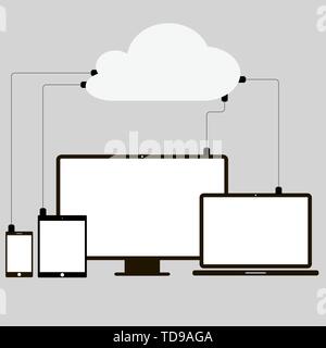 Gerät die Symbole mit der Cloud. Vector EPS 10. Stock Vektor
