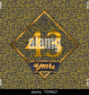 Goldene Zahl 43 Jahre (43 Jahre) fest. Jahrestag Goldene Zahl mit luxuriösen Hintergrund für Ihre Geburtstagsfeier Stock Vektor