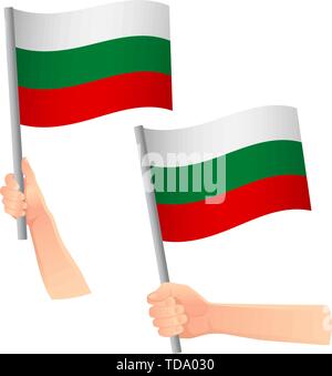 Bulgarien Fahne in der Hand. Patriotischen Hintergrund. Nationalflagge von Bulgarien Vector Illustration Stock Vektor