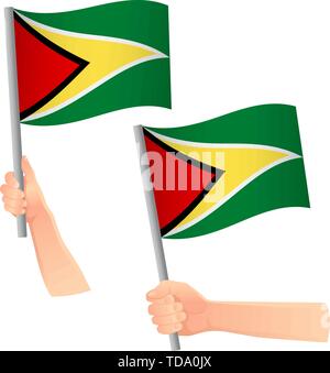 Guyana Flagge in der Hand. Patriotischen Hintergrund. Nationalflagge von Guyana Vector Illustration Stock Vektor