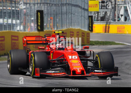 Juni 09, 2019: Scuderia Ferrari Fahrer Charles Leclerc (16) von Monaco dritte Plätze während der Formel Eins Grand Prix in Montreal, Circuit Gilles Villeneuve in Montreal, Quebec, Kanada Daniel Lea/CSM Stockfoto