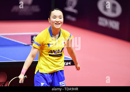 Sapporo, Hokkaido, Japan. Credit: MATSUO. 14 Juni, 2019. Mima Ito (JPN) Tischtennis: 2019 ITTF World Tour, LION Japan Open Sapporo gemischtes Doppel an hokkai Kitayell in Sapporo, Hokkaido, Japan. Credit: MATSUO. K/LBA SPORT/Alamy leben Nachrichten Stockfoto