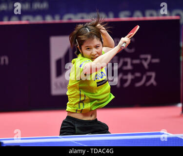 Sapporo, Hokkaido, Japan. Credit: MATSUO. 14 Juni, 2019. Miu Hirano (JPN) Tischtennis: 2019 ITTF World Tour, LION Japan Open Sapporo Frauen Singles an hokkai Kitayell in Sapporo, Hokkaido, Japan. Credit: MATSUO. K/LBA SPORT/Alamy leben Nachrichten Stockfoto