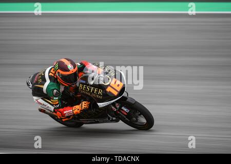 Barcelona, Spanien. 14 Juni, 2019. ANDREA MIGNO (16) von Italien und Bester Hauptstadt Dubai während der Moto3 Freies Training 1 des Ctalunya Grand Prix im Stromkreis de Barcelona Rennbahn in Montmelo, Spanien am 14. Juni 2019 (Foto: Alvaro Sanchez) Credit: CORDON PRESSE/Alamy Live News Credit: CORDON PRESSE/Alamy leben Nachrichten Stockfoto