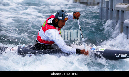 London, Großbritannien. 14 Juni, 2019. LONDON, ENGLAND JUNI 14 Matej Benus (SVK) Canoe Slalom World Cup 1 am Lee Valley White Water Centre, London Am 14. Juni 2019 Credit: Aktion Foto Sport/Alamy leben Nachrichten Stockfoto