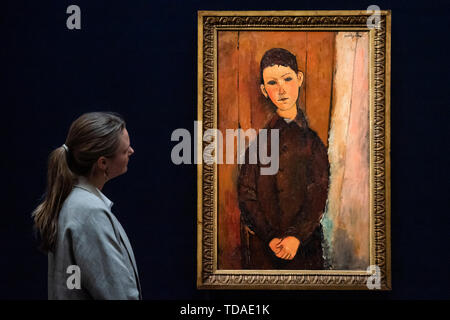 London, Großbritannien. 14 Juni, 2019. Impressionist & Modern Art Abend und Moderne und nach dem Krieg die britische Kunst bei Sotheby's in London. Die Auktionen werden am 18. und 19. Juni stattfinden. Credit: Guy Bell/Alamy leben Nachrichten Stockfoto