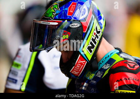Circuit de Barcelona-Catalunya, Montmelo, Barcelona, Spanien. 14 Juni, 2019. MotoGP von Katalonien, Praxis Sitzungen; Jakub Kornfeil der Redox PruestelGP Köpfe zurück zur Garage Credit: Aktion plus Sport/Alamy leben Nachrichten Stockfoto
