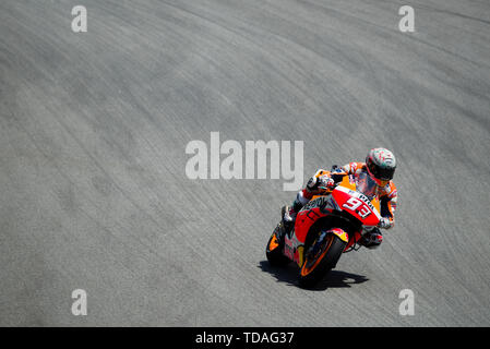 Circuit de Barcelona-Catalunya, Montmelo, Barcelona, Spanien. 14 Juni, 2019. MotoGP von Katalonien, Praxis Sitzungen; Marc Marquez der Repsol Honda Team in Aktion während der freien Praxis 2 Credit: Aktion plus Sport/Alamy leben Nachrichten Stockfoto