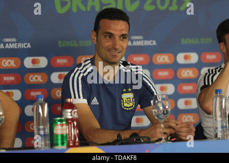 Salvador, Brasilien. 14 Juni, 2019. Lionel SCALONI, Trainer der argentinischen Nationalmannschaft, während eine kolumbianische Nationalmannschaft, diese statt Freitag (14) An der Fonte Nova Arena in Salvador, Bahia, Brasilien. Credit: Tiago Caldas/FotoArena/Alamy leben Nachrichten Stockfoto