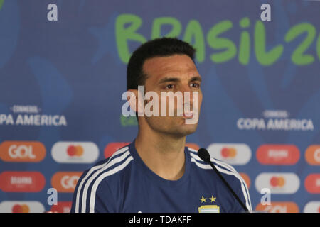 Salvador, Brasilien. 14 Juni, 2019. Lionel SCALONI, Trainer der argentinischen Nationalmannschaft, während eine kolumbianische Nationalmannschaft, diese statt Freitag (14) An der Fonte Nova Arena in Salvador, Bahia, Brasilien. Credit: Tiago Caldas/FotoArena/Alamy leben Nachrichten Stockfoto