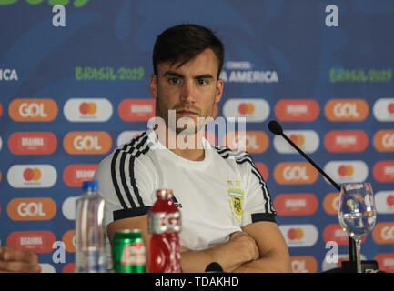 Salvador, Brasilien. 14 Juni, 2019. Nicolás Tagliafico, Argentinien National Team Player, während der argentinischen Nationalmannschaft, diese statt Freitag (14) An der Fonte Nova Arena in Salvador, Bahia, Brasilien. Credit: Tiago Caldas/FotoArena/Alamy leben Nachrichten Stockfoto