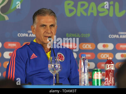 Salvador, Brasilien. 14 Juni, 2019 Carlos Queiroz, Trainer der Kolumbianischen Nationalmannschaft, während eine kolumbianische Nationalmannschaft, diese statt Freitag (14) An der Fonte Nova Arena in Salvador, Bahia, Brasilien. Credit: Tiago Caldas/FotoArena/Alamy leben Nachrichten Stockfoto