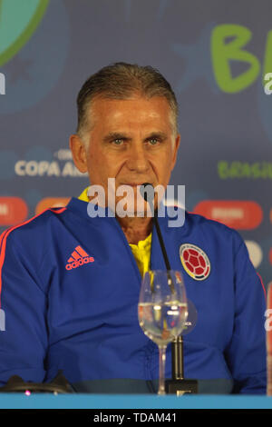 Salvador, Brasilien. 14 Juni, 2019. Carlos Queiroz, Trainer der Kolumbianischen Nationalmannschaft, während eine kolumbianische Nationalmannschaft, diese statt Freitag (14) An der Fonte Nova Arena in Salvador, Bahia, Brasilien. Credit: Tiago Caldas/FotoArena/Alamy leben Nachrichten Stockfoto