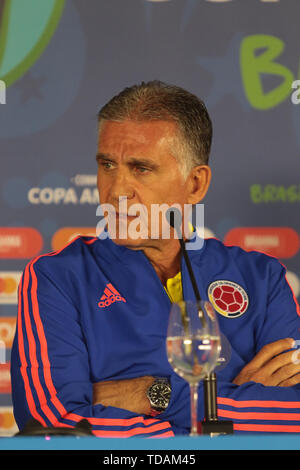 Salvador, Brasilien. 14 Juni, 2019. Carlos Queiroz, Trainer der Kolumbianischen Nationalmannschaft, während eine kolumbianische Nationalmannschaft, diese statt Freitag (14) An der Fonte Nova Arena in Salvador, Bahia, Brasilien. Credit: Tiago Caldas/FotoArena/Alamy leben Nachrichten Stockfoto