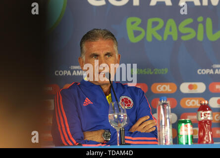 Salvador, Brasilien. 14 Juni, 2019. Carlos Queiroz, Trainer der Kolumbianischen Nationalmannschaft, während eine kolumbianische Nationalmannschaft, diese statt Freitag (14) An der Fonte Nova Arena in Salvador, Bahia, Brasilien. Credit: Tiago Caldas/FotoArena/Alamy leben Nachrichten Stockfoto