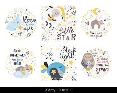 Satz von niedlich Poster für Babys. Vector Illustration für Ihr Design Stock Vektor