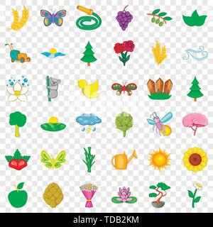 Blume Icons Set, Cartoon-Stil Stock Vektor