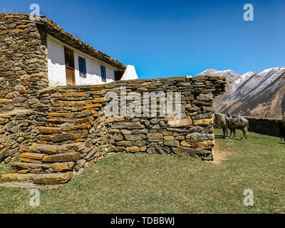 Haus in der Hand aus Stein in den Bergen gemacht Stockfoto