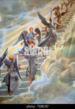 Abbildung: Aus der Bibel, die "Genesis 28:12 "Jakobs Traum.... Jacob's Ladder. Stockfoto