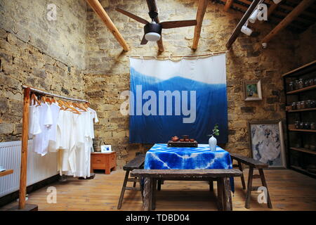 Die blaue Färbung der Mingyue Dorf, Chengdu, kann die Kunst, die für eine lange Zeit bestanden worden ist. Stockfoto