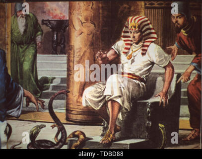 Abbildung: Aus der Bibel, Exodus 7:8 "Der Pharao und die Schlangen. Stockfoto