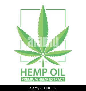 Marihuana leaf Logo Design. Hanföl. Premium Hanf extrahieren. Vector Illustration auf weißem Hintergrund. Für web, Verpackung, Produkt, Logo, Stock Vektor