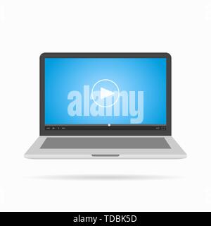 Player im Laptop Symbol mit Schatten. Vektor Stock Vektor