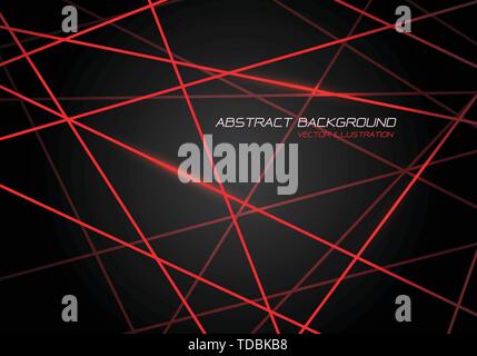 Abstrakte rote Linie Licht Laser überschneiden sich auf dunkelgrau Design moderne Technologie futuristischen Hintergrund Vector Illustration. Stock Vektor