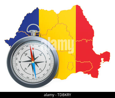 Reisen und Tourismus in Rumänien Konzept. 3D-Rendering auf weißem Hintergrund Stockfoto