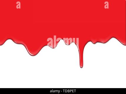 Abstrakt rot Blut fließt auf weißem Hintergrund Vector Illustration. Stock Vektor