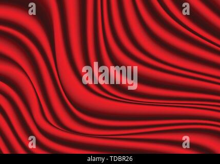 Roter Stoff Seide Satin wave soft Luxus Hintergrund Textur vektor Illustration. Stock Vektor