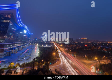 Nachtansicht von Chengdu Global Center Stockfoto
