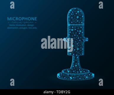 Mikrofon Low-poly-Design, sound recording polygonalen Vector Illustration Stock Vektor