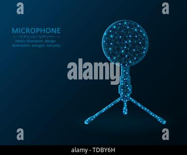 Mikrofon Low-poly-Design, sound recording polygonalen Vector Illustration Stock Vektor