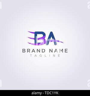 Logo Icon Design BA Briefe mit Wellen, die für Ihre Marke oder Unternehmen. Stock Vektor