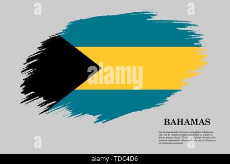 Pinselstrich gestaltete Flagge der Bahamas. Für Ihr Design Template Stock Vektor