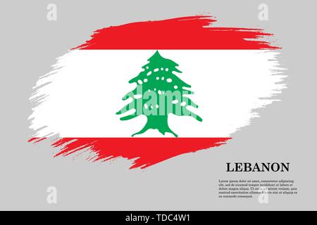Pinselstrich gestaltete Flagge des Libanon. Für Ihr Design Template Stock Vektor