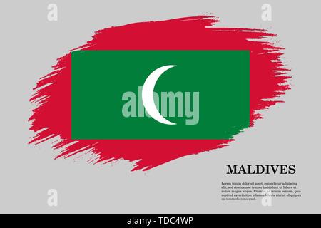 Pinselstrich gestaltete Flagge Malediven. Für Ihr Design Template Stock Vektor