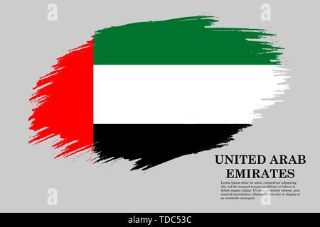 Pinselstrich gestaltete Flagge der Vereinigten Arabischen Emirate. Für Ihr Design Template Stock Vektor