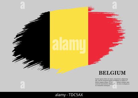 Pinselstrich gestaltete Flagge von Belgien. Für Ihr Design Template Stock Vektor