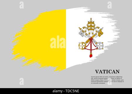 Pinselstrich gestaltete Flagge des Vatikans. Für Ihr Design Template Stock Vektor