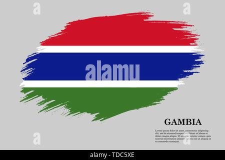 Pinselstrich gestaltete Fahne von Gambia. Für Ihr Design Template Stock Vektor