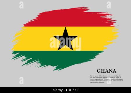 Pinselstrich gestaltete Flagge von Ghana. Für Ihr Design Template Stock Vektor
