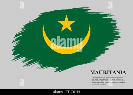 Pinselstrich gestaltete Flagge Mauretanien. Für Ihr Design Template Stock Vektor