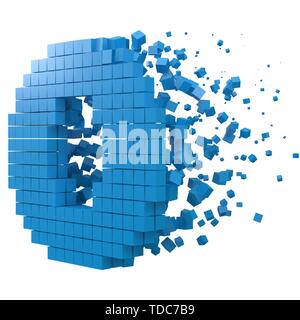 Buchstabe O geformt Datenbaustein. Version mit blauen Würfel. 3D-Pixel style Vector Illustration. für blockchain, Technik, Computer und abstrakte th geeignet Stock Vektor