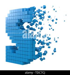 Schreiben S-förmiger Datenbaustein. Version mit blauen Würfel. 3D-Pixel style Vector Illustration. für blockchain, Technik, Computer und abstrakte th geeignet Stock Vektor