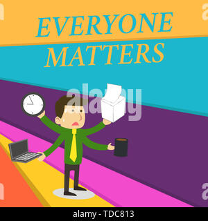 Handschrift Text schreiben alle Angelegenheiten. Konzeptionelle Foto alle angezeigt haben Recht auf Würde und Achtung, männliche Angestellte Manager M Stress Stockfoto