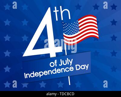 Unabhängigkeitstag 4 Juli. Festliche Banner mit Sternen und der USA-Flagge. Vector Illustration Stock Vektor