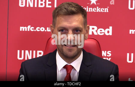 Screengrab von PA Video neuer Middlesborough Head Coach Jonathan Woodgate genommen. Stockfoto