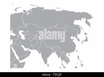 Grau Asien Karte auf weißem Hintergrund Stock Vektor